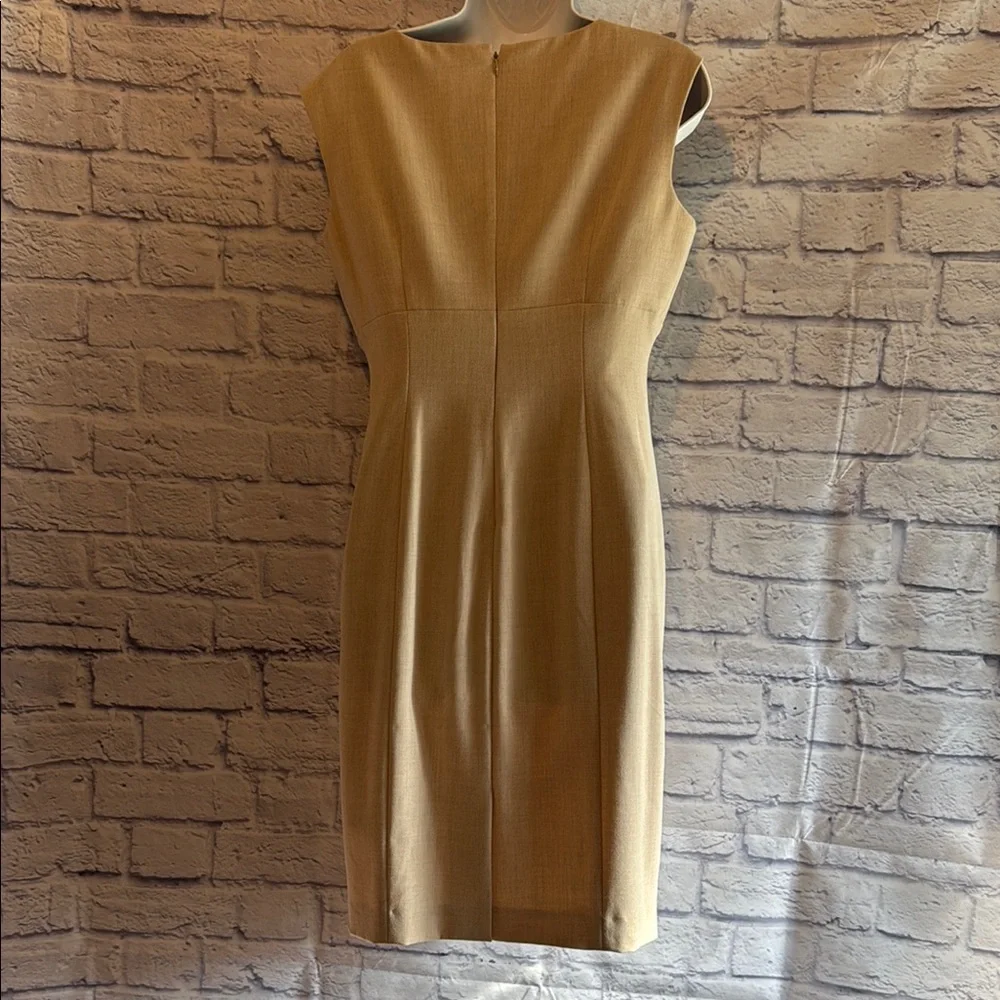 Calvin Klein Tan Sheath Dress Square Neck Sleeveless Size 6 - Picture 4 of 11